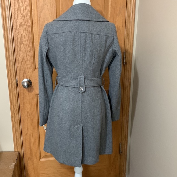 NWT Michael Kors light grey wool blend belted coat size small - Picture 2 of 10